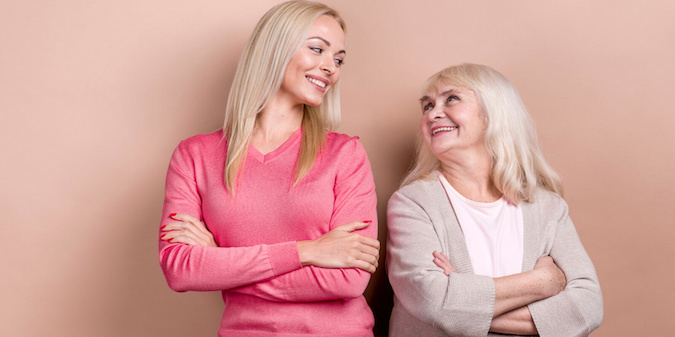 older woman and younger woman